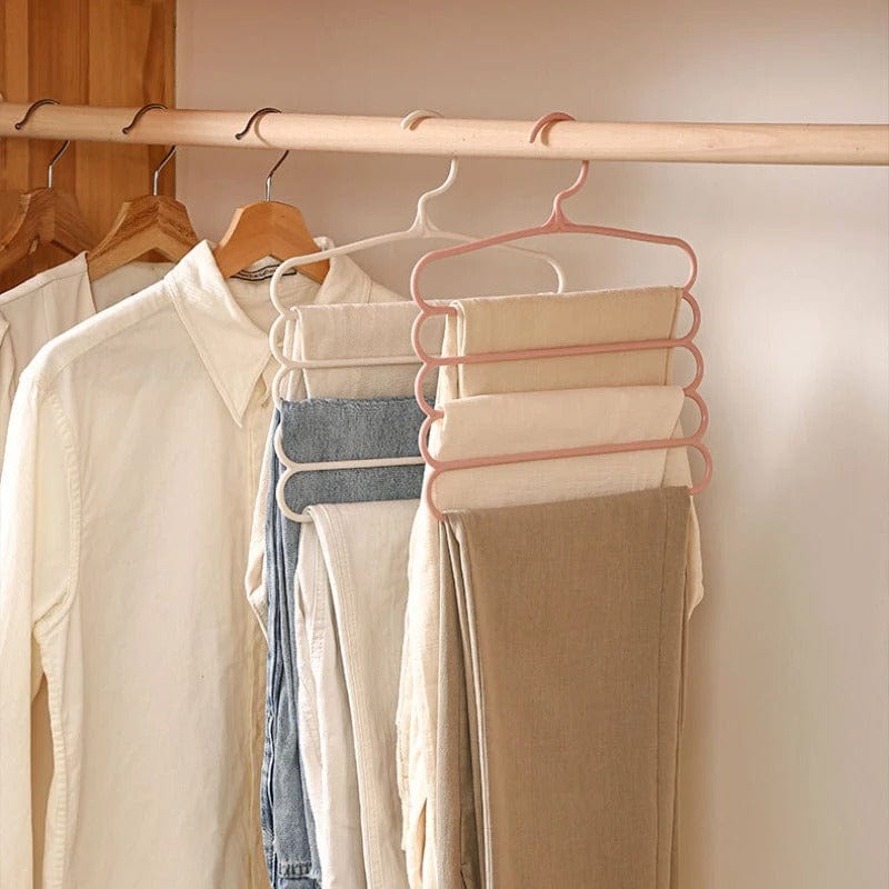 Cintre pantalon plastique 5 couches – rangement gain de place