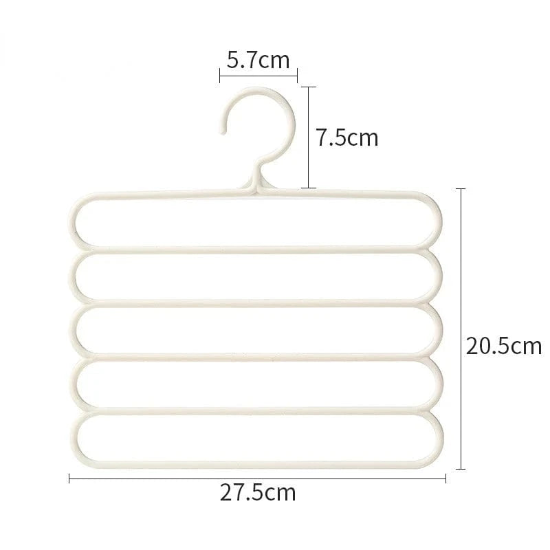 Cintre pantalon plastique 5 couches – rangement gain de place Beige