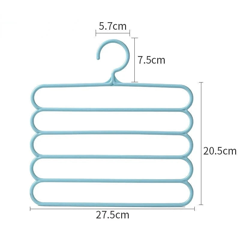 Cintre pantalon plastique 5 couches – rangement gain de place Bleu
