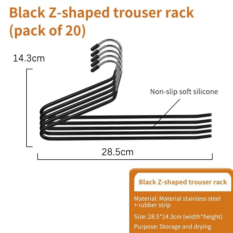Porte pantalon coulissant antidérapant en aluminium Lot de 20 cintres Noir