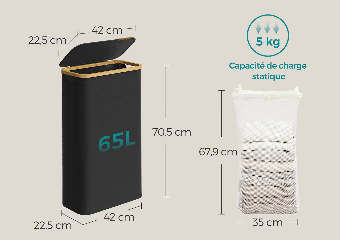 Panier à linge étroit pliable – Gain de place