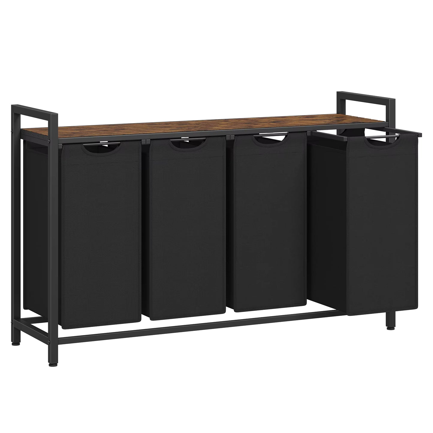 Panier à linge 4 compartiments avec étagère – Grande capacité 160 L