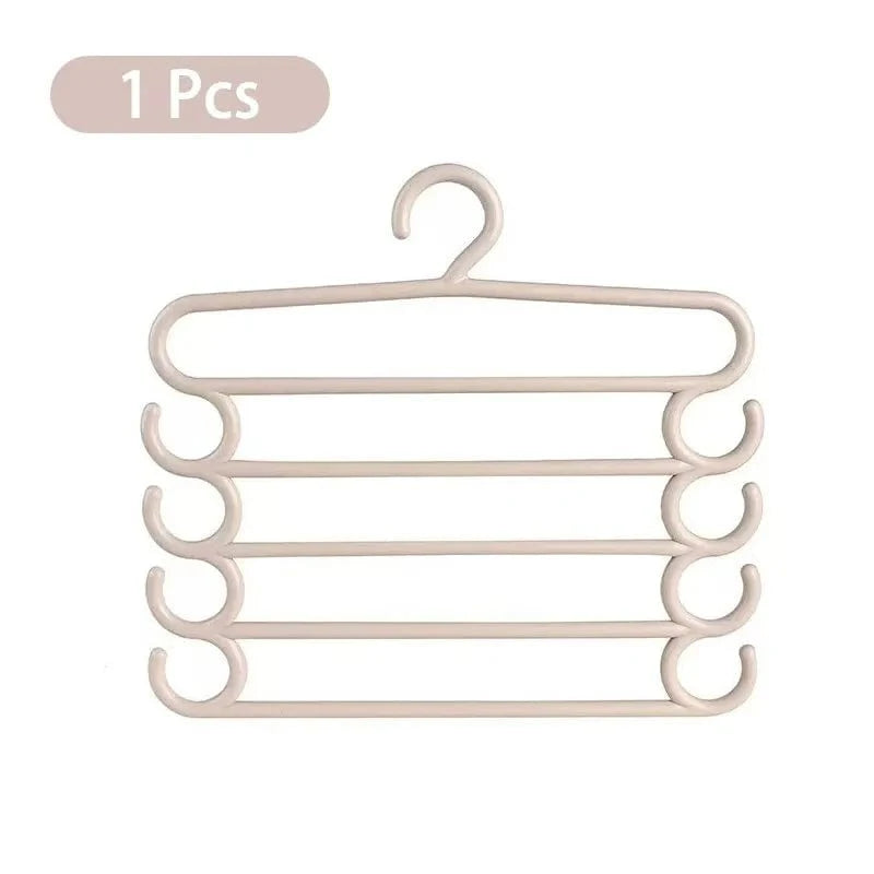 Cintre 5 pantalons multicouche – gain de place et organisation Blanc cassé