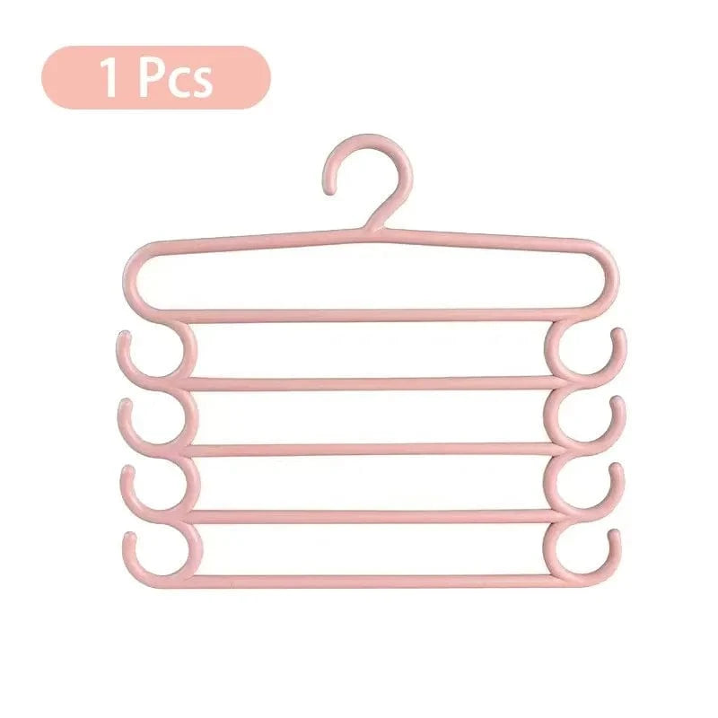 Cintre 5 pantalons multicouche – gain de place et organisation Rose