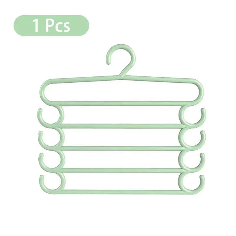 Cintre 5 pantalons multicouche – gain de place et organisation Vert