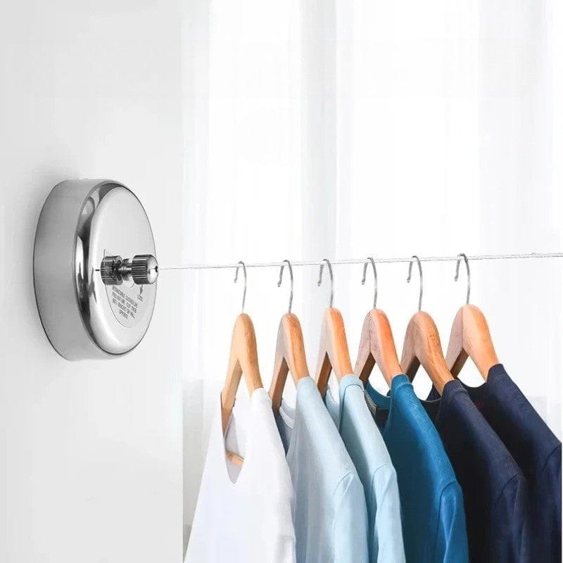 Corde à linge rétractable inox Argent