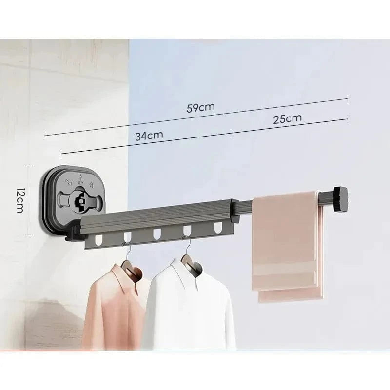Étendoir à linge mural rabattable à ventouse pliable 1 barre