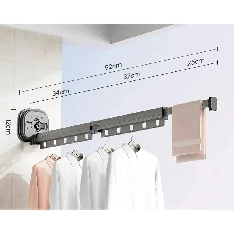 Étendoir à linge mural rabattable à ventouse pliable 2 barres