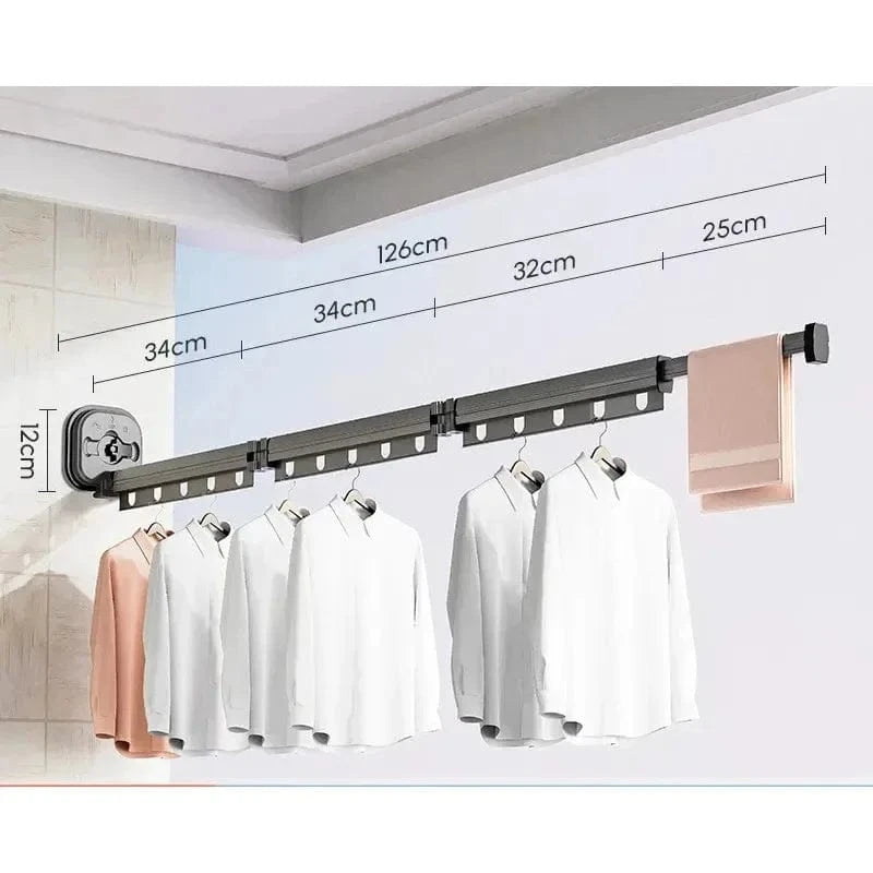 Étendoir à linge mural rabattable à ventouse pliable 3 barres