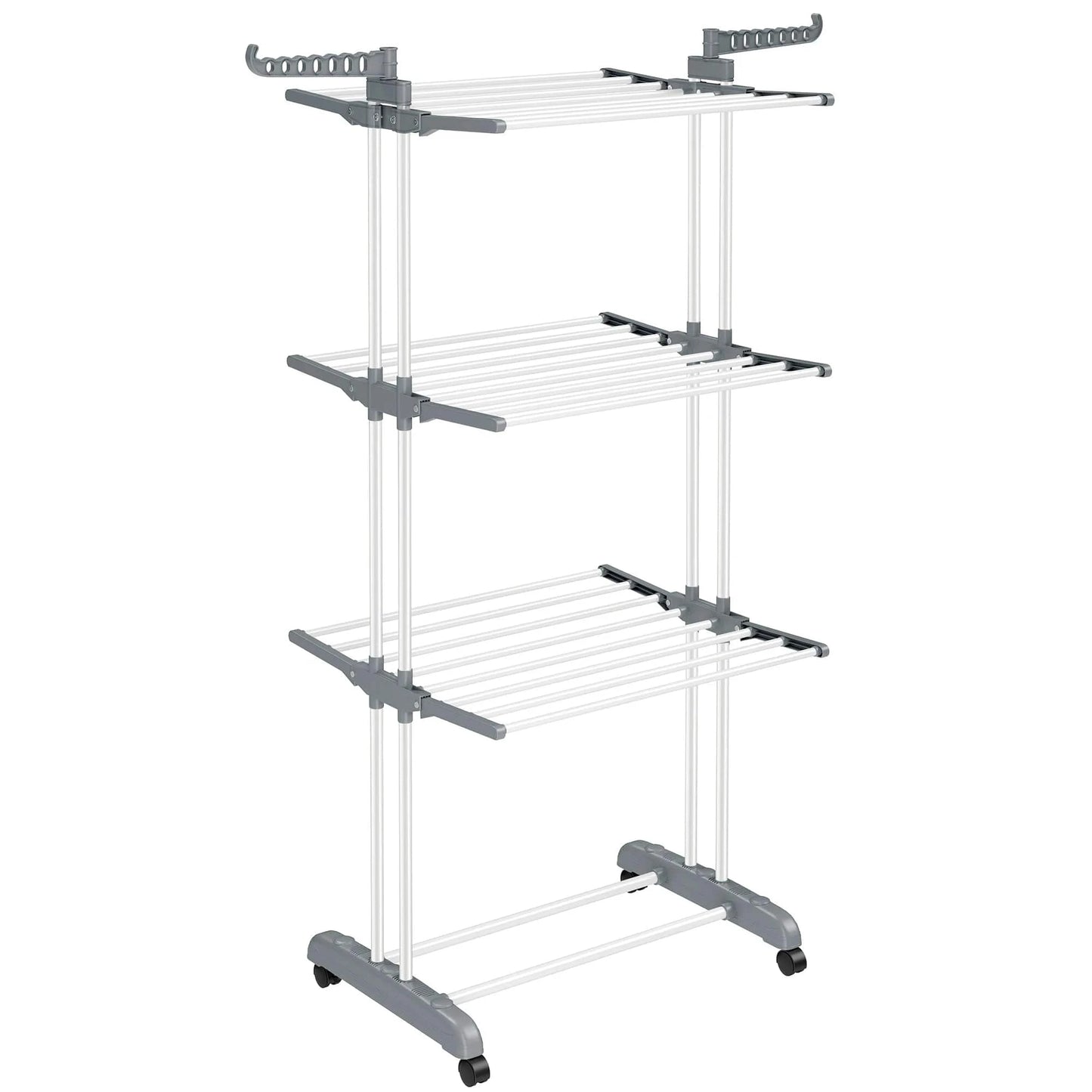 Étendoir à linge tour - grande capacité et pliable Blanc/Gris