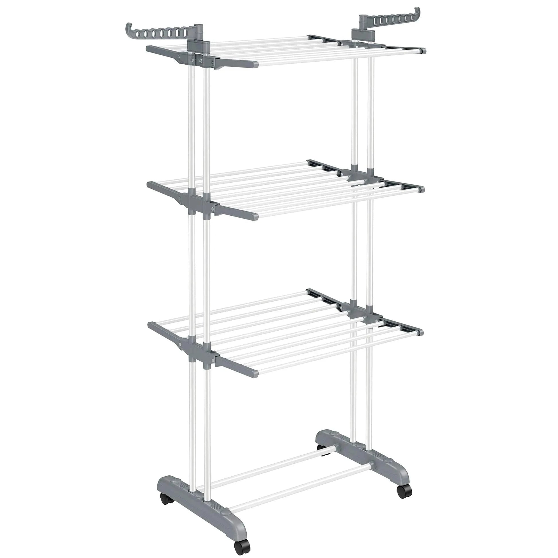 Étendoir à linge tour - grande capacité et pliable Blanc/Gris