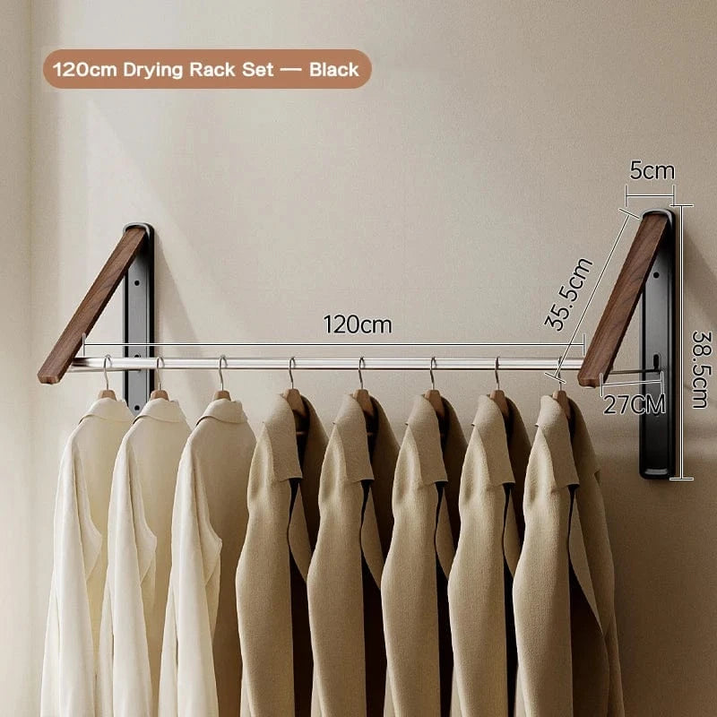 Etendoir rétractable mural – Séchage gain de place et robuste Noir A2 - 120cm