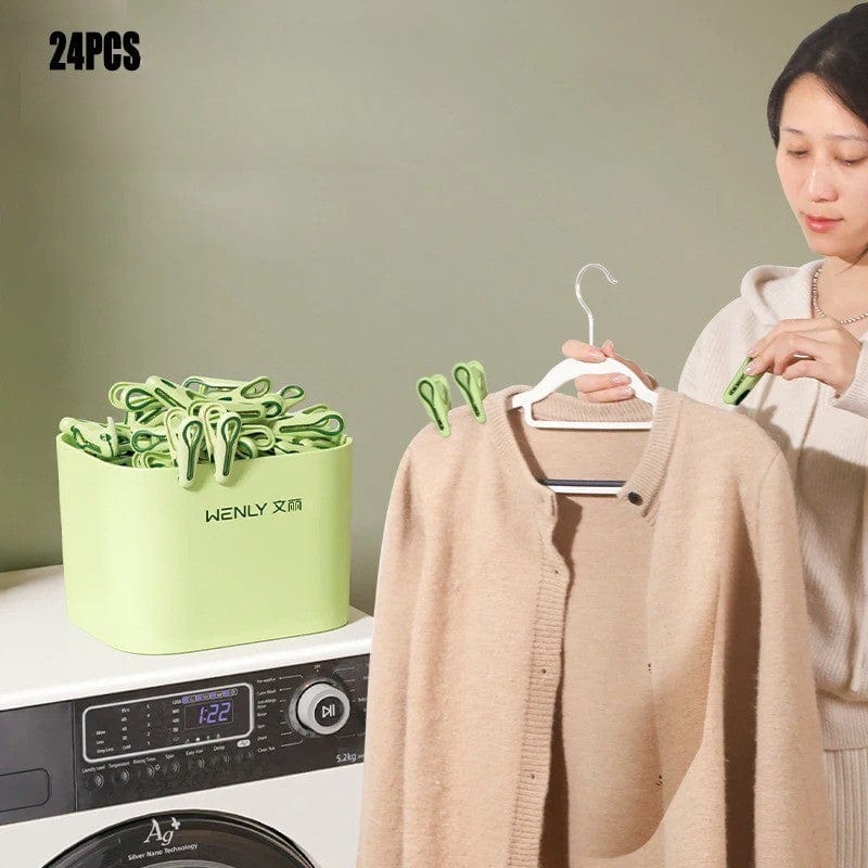 Petite pince en plastique design pour linge et vêtements d’enfants 24 pcs avec boite - Vert clair