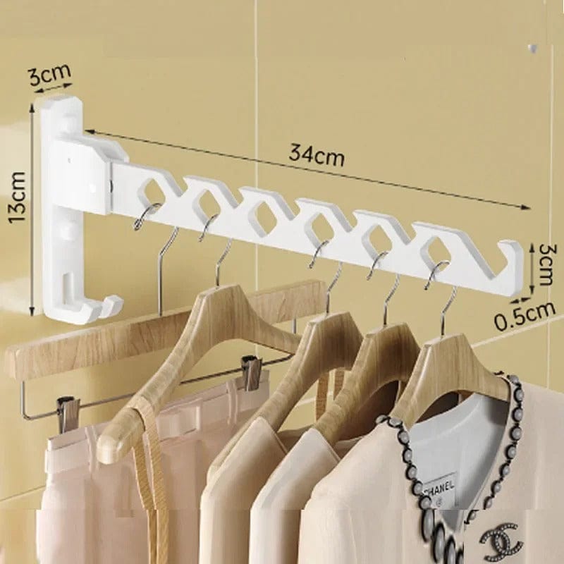Porte cintre mural pliable en acier inoxydable – Gain de place (donner un autre mots cles) Blanc