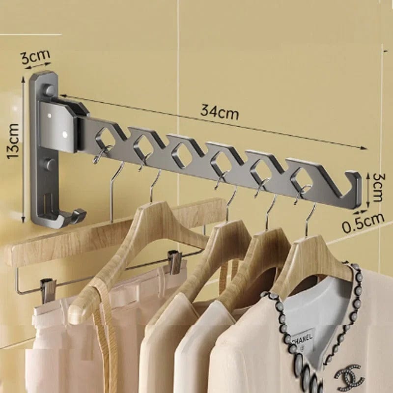 Porte cintre mural pliable en acier inoxydable – Gain de place (donner un autre mots cles) Gris