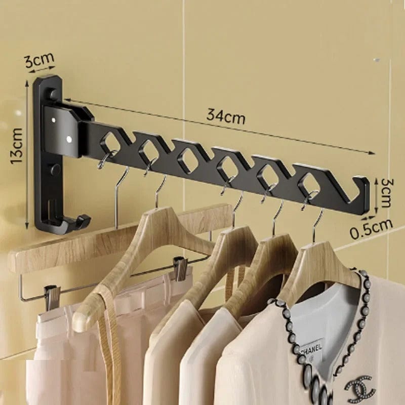 Porte cintre mural pliable en acier inoxydable – Gain de place (donner un autre mots cles) Noir